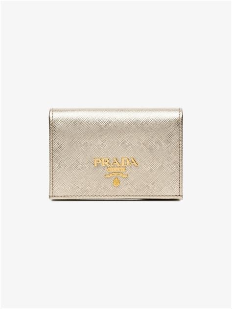 prada gold wallet|Prada wallet price list.